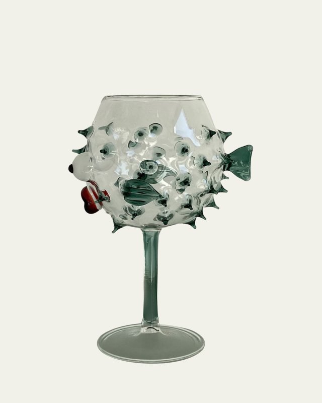 Pufferfish Wine Goblet, Teal